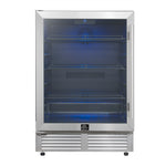 Forno Frescolino 24 Inch Beverage Cooler, Stainless Steel, with LED Lighting, Triple Glass Door, 188 Can Capacity, Built-In or Freestanding - BonPrix Électroménagers