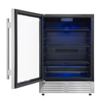Forno Frescolino 24 Inch Beverage Cooler, Stainless Steel, with LED Lighting, Triple Glass Door, 188 Can Capacity, Built-In or Freestanding - BonPrix Électroménagers