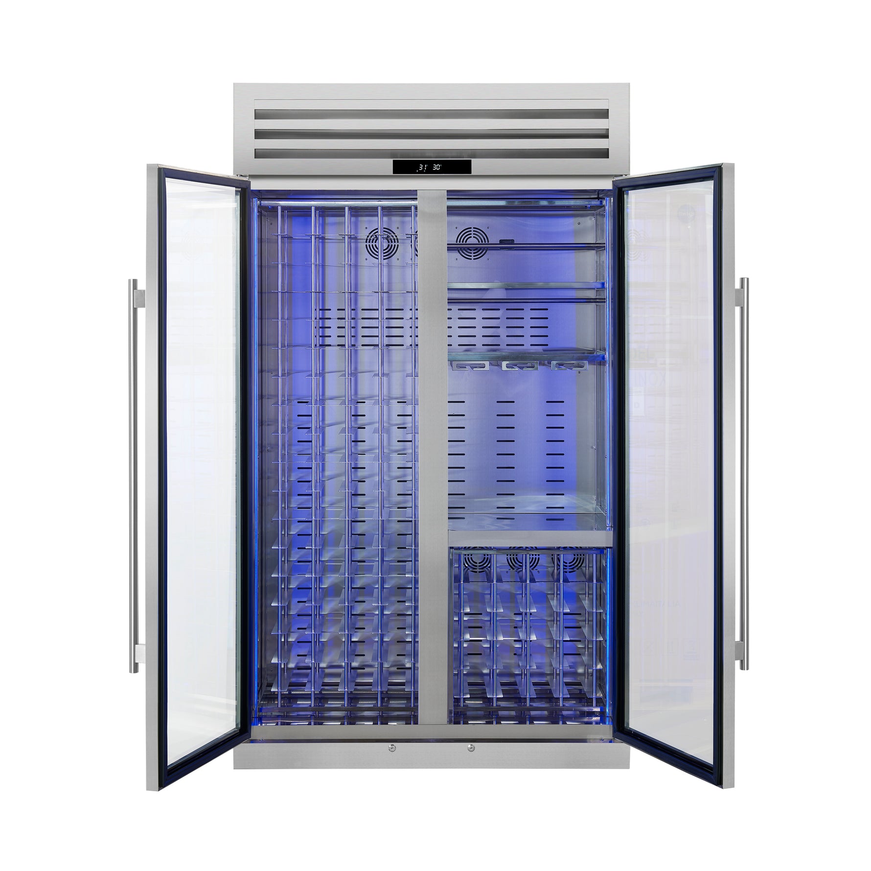 FORNO Abruzzo 48" Wine Cooler, Dual Zone, 30 cu.ft., 130 bottles, Display & Service Shelves, Stemware Racks, Rust resistant