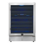 Forno Bacchino 24 Inch Wine Cooler, Stainless Steel, with LED Lighting, Triple Glass Door, 51 Bottle Capacity, Built-In or Freestanding - BonPrix Électroménagers
