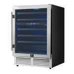 Forno Bacchino 24 Inch Wine Cooler, Stainless Steel, with LED Lighting, Triple Glass Door, 51 Bottle Capacity, Built-In or Freestanding - BonPrix Électroménagers