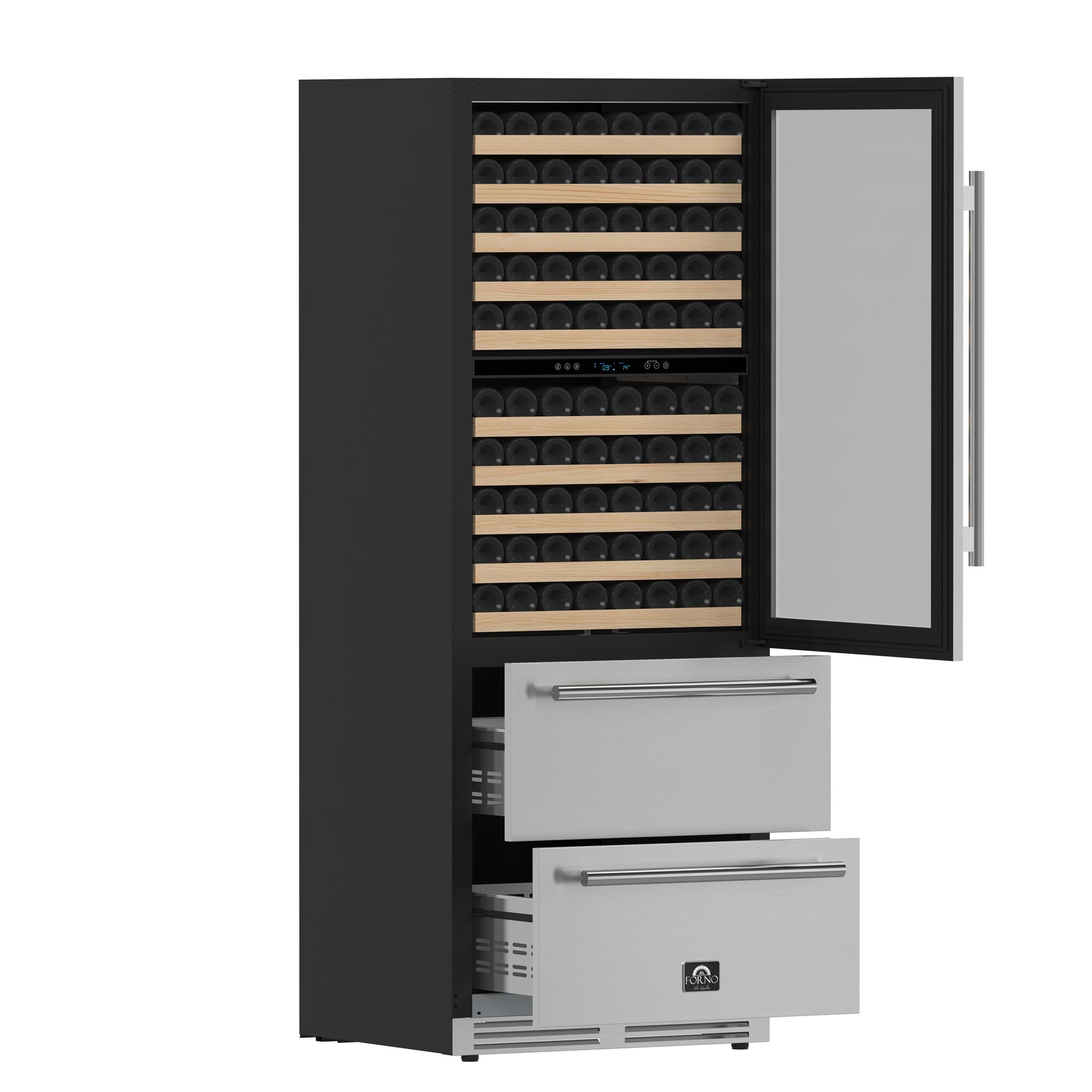 Forno Celano 30-Inch Dual Zone Wine Cooler and Beverage Cooler, 21.3 cu.ft, Stainless Steel - BonPrix Électroménagers