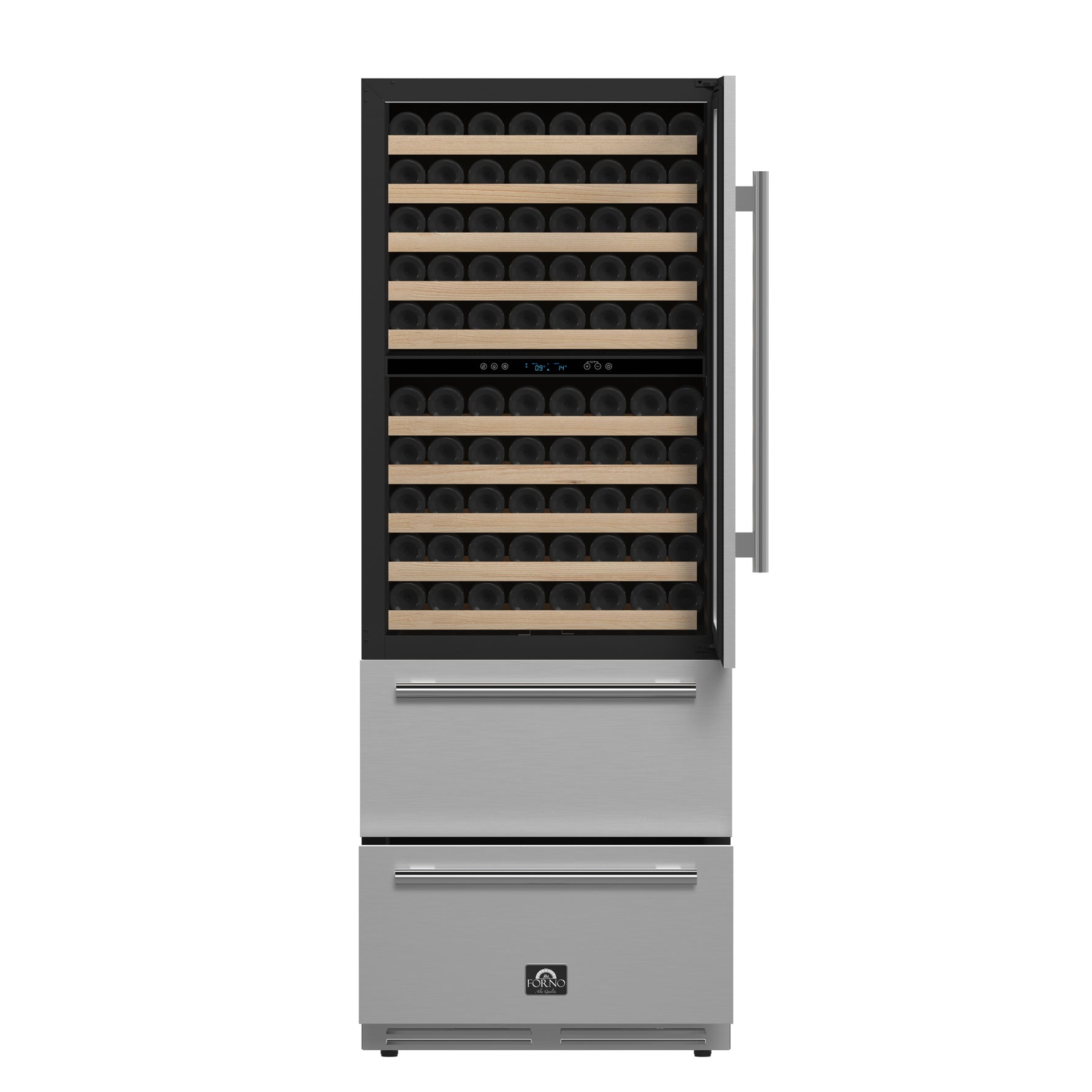 Forno Celano 30-Inch Dual Zone Wine Cooler and Beverage Cooler, 21.3 cu.ft, Stainless Steel - BonPrix Électroménagers