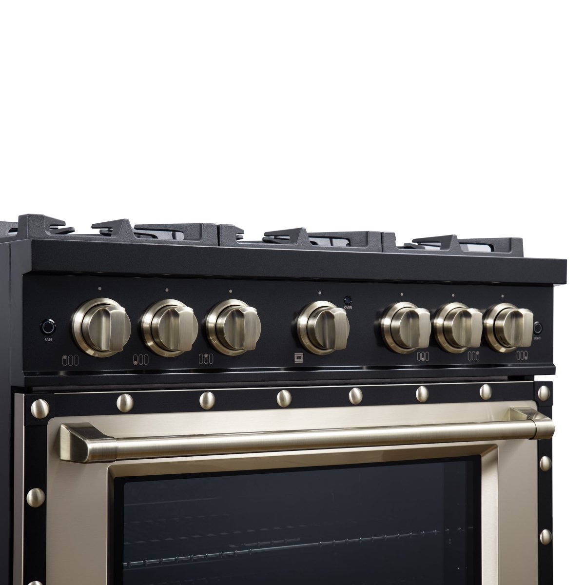 Ambassador 36" Dual Fuel Range in Black, 6 Sealed Burners, 71 000 BTU Cooktop Output , 5.2 Cu.Ft. convection Oven, Telescopic Racks - BonPrix Électroménagers