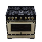 Ambassador 36" Dual Fuel Range in Black, 6 Sealed Burners, 71 000 BTU Cooktop Output , 5.2 Cu.Ft. convection Oven, Telescopic Racks - BonPrix Électroménagers
