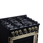 Ambassador 36" Dual Fuel Range in Black, 6 Sealed Burners, 71 000 BTU Cooktop Output , 5.2 Cu.Ft. convection Oven, Telescopic Racks - BonPrix Électroménagers