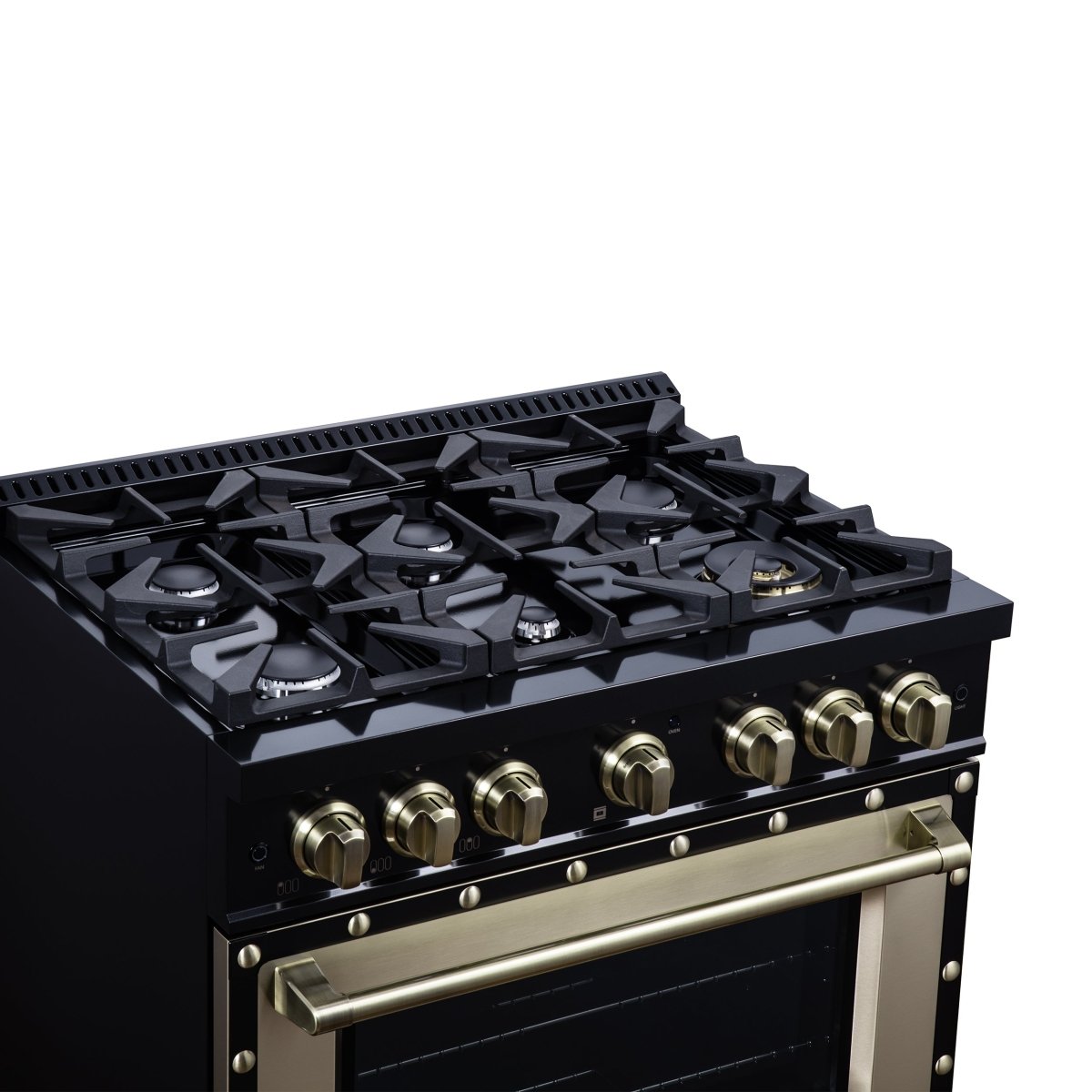 Ambassador 36" Dual Fuel Range in Black, 6 Sealed Burners, 71 000 BTU Cooktop Output , 5.2 Cu.Ft. convection Oven, Telescopic Racks - BonPrix Électroménagers