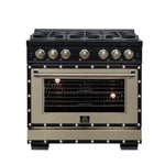 Ambassador 36" Dual Fuel Range in Black, 6 Sealed Burners, 71 000 BTU Cooktop Output , 5.2 Cu.Ft. convection Oven, Telescopic Racks - BonPrix Électroménagers