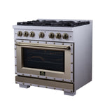 Ambassador 36" Dual Fuel Range in White, 6 Sealed Burners, 71 000 BTU Cooktop Output , 5.2 Cu.Ft. convection Oven, Telescopic Racks - BonPrix Électroménagers