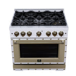 Ambassador 36" Dual Fuel Range in White, 6 Sealed Burners, 71 000 BTU Cooktop Output , 5.2 Cu.Ft. convection Oven, Telescopic Racks - BonPrix Électroménagers