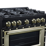 Ambassador 36" Gas Range in Black, 6 Sealed Burnes, 71 000 BTU Cooktop Output , 5.2 Cu.Ft. convection Oven, Telescopic Racks - BonPrix Électroménagers