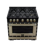 Ambassador 36" Gas Range in Black, 6 Sealed Burnes, 71 000 BTU Cooktop Output , 5.2 Cu.Ft. convection Oven, Telescopic Racks - BonPrix Électroménagers
