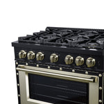 Ambassador 36" Gas Range in Black, 6 Sealed Burnes, 71 000 BTU Cooktop Output , 5.2 Cu.Ft. convection Oven, Telescopic Racks - BonPrix Électroménagers