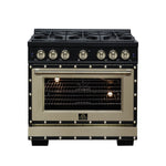 Ambassador 36" Gas Range in Black, 6 Sealed Burnes, 71 000 BTU Cooktop Output , 5.2 Cu.Ft. convection Oven, Telescopic Racks - BonPrix Électroménagers