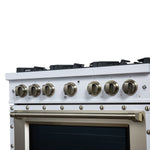 Ambassador 36" Gas Range in White, 6 Sealed Burnes, 71 000 BTU Cooktop Output , 5.2 Cu.Ft. convection Oven, Telescopic Racks - BonPrix Électroménagers