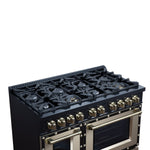 Ambassador 48" Dual Fuel Range in Black, 8 Sealed Burners, 94 000 BTU Cooktop Output, 6.7 Cu.Ft. Double Oven, Telescopic Racks - BonPrix Électroménagers