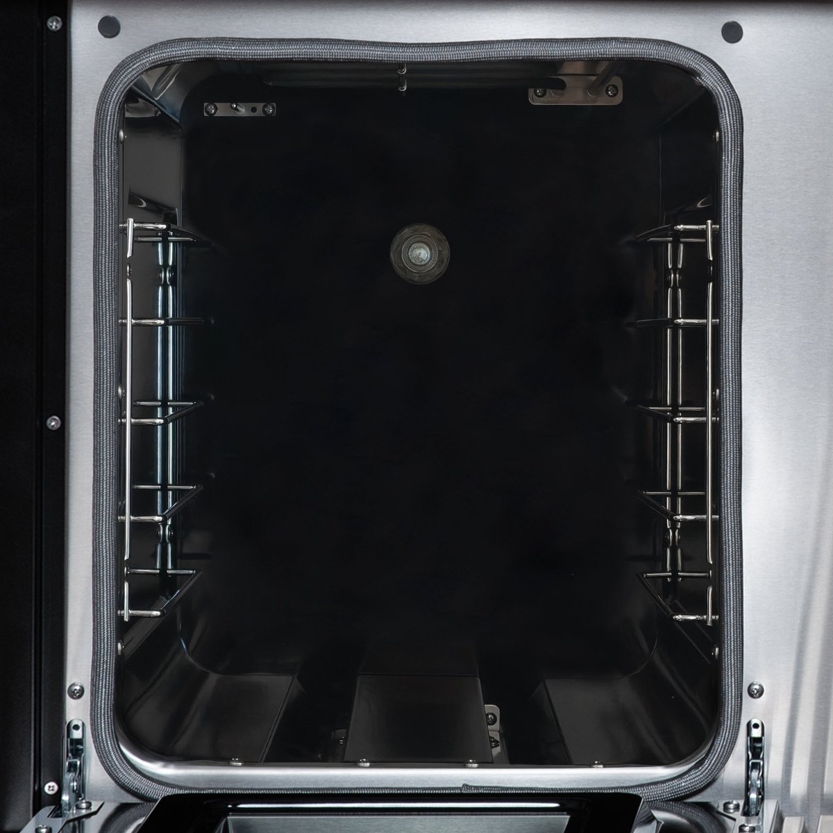 Ambassador 48" Dual Fuel Range in Black, 8 Sealed Burners, 94 000 BTU Cooktop Output, 6.7 Cu.Ft. Double Oven, Telescopic Racks - BonPrix Électroménagers