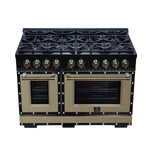 Ambassador 48" Dual Fuel Range in Black, 8 Sealed Burners, 94 000 BTU Cooktop Output, 6.7 Cu.Ft. Double Oven, Telescopic Racks - BonPrix Électroménagers