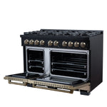 Ambassador 48" Dual Fuel Range in Black, 8 Sealed Burners, 94 000 BTU Cooktop Output, 6.7 Cu.Ft. Double Oven, Telescopic Racks - BonPrix Électroménagers