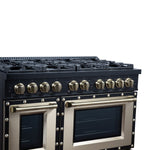 Ambassador 48" Dual Fuel Range in Black, 8 Sealed Burners, 94 000 BTU Cooktop Output, 6.7 Cu.Ft. Double Oven, Telescopic Racks - BonPrix Électroménagers
