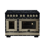 Ambassador 48" Dual Fuel Range in Black, 8 Sealed Burners, 94 000 BTU Cooktop Output, 6.7 Cu.Ft. Double Oven, Telescopic Racks - BonPrix Électroménagers