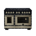 Ambassador 48" Dual Fuel Range in Black, 8 Sealed Burners, 94 000 BTU Cooktop Output, 6.7 Cu.Ft. Double Oven, Telescopic Racks - BonPrix Électroménagers