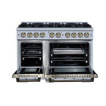 Ambassador 48" Dual Fuel Range in White, 8 Sealed Burners, 94 000 BTU Cooktop Output, 6.7 Cu.Ft. Double Oven, Telescopic Racks - BonPrix Électroménagers