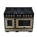 Ambassador 48" Gas Range in Black, 8 Sealed Burnes, 94 000 BTU Cooktop Output, 6.7 Cu.Ft. Double Oven, Telescopic Racks - BonPrix Électroménagers