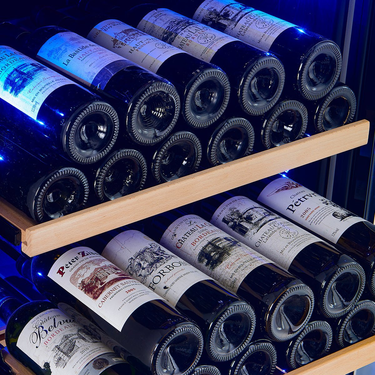 Avellina 48-in, 31.8 cu.ft. triple zone side-by-side Wine/Beverage cooler, 427 cans & 94 Wine bottles, Blue LED lights - BonPrix Électroménagers