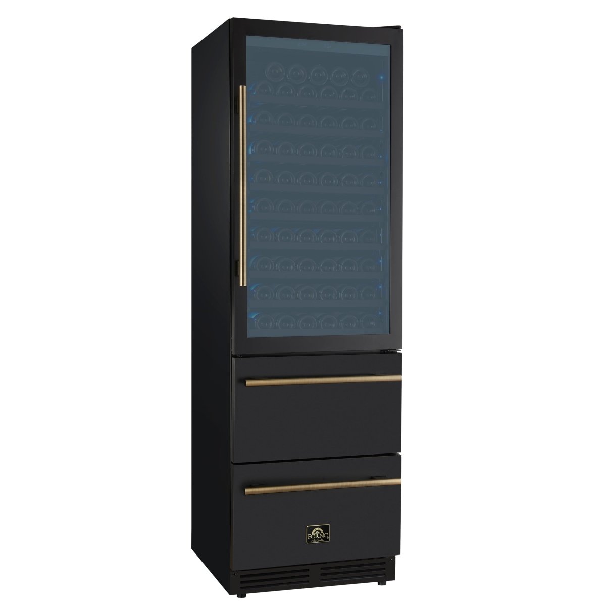 Azienda 24 Inch Dual Zone Wine Cooler, 15.8 Cu.Ft, 108 Bottles & 100 Cans, 2 Drawers, Charcoal Filters, Black - BonPrix Électroménagers