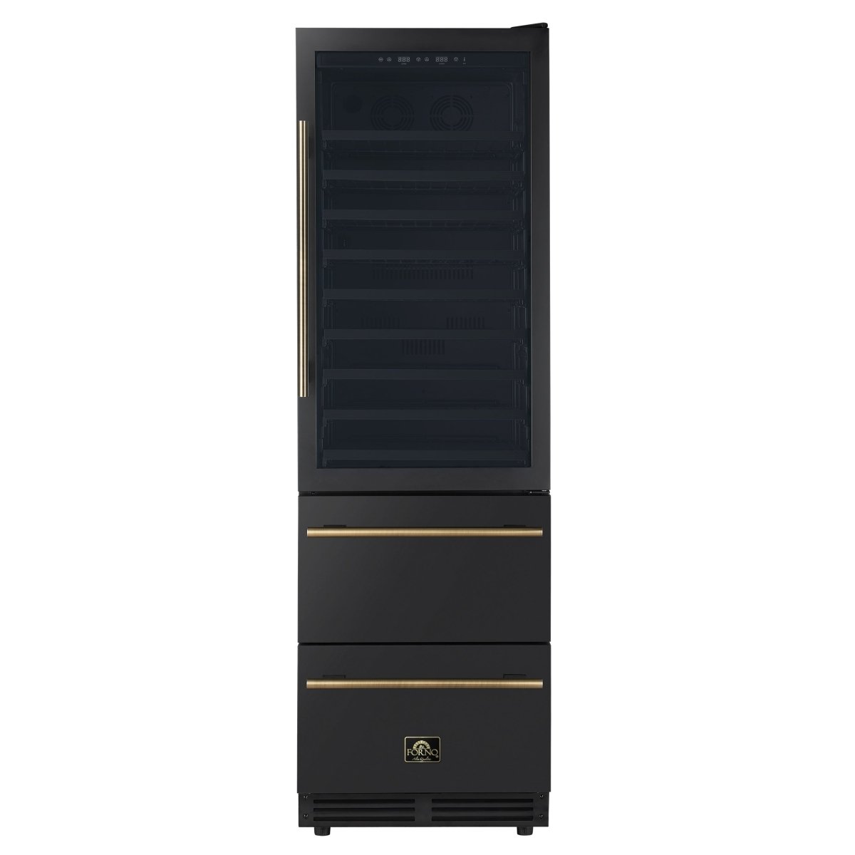 Azienda 24 Inch Dual Zone Wine Cooler, 15.8 Cu.Ft, 108 Bottles & 100 Cans, 2 Drawers, Charcoal Filters, Black - BonPrix Électroménagers