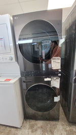 WKEX300HBA - LAUNDRY CENTERS - LG - Stacked Washer/Dryer - Electric - Black Stainless - Open Box