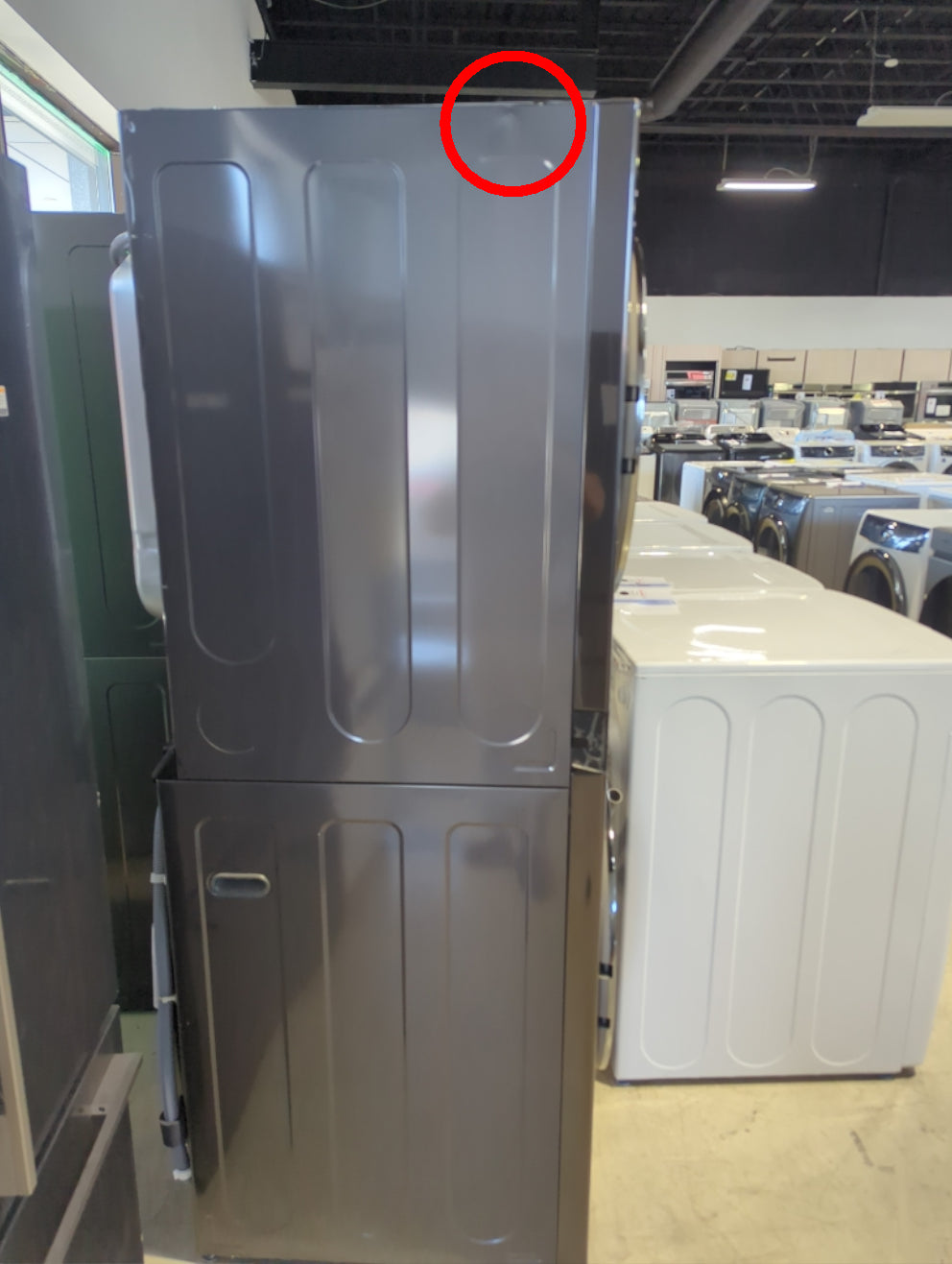 WKEX300HBA - LAUNDRY CENTERS - LG - Stacked Washer/Dryer - Electric - Black Stainless Steel - Open Box