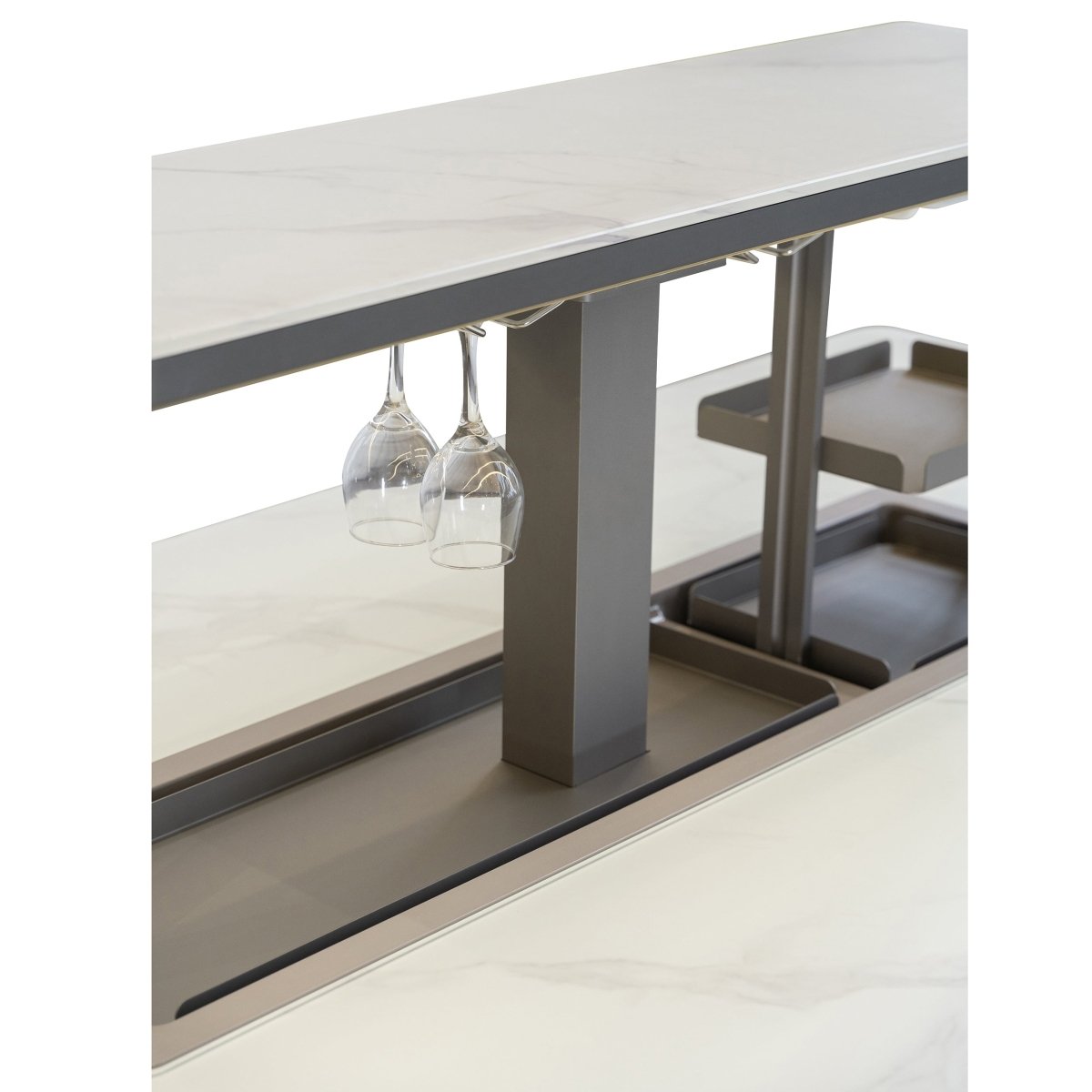 Cinetico Smart Dining Table in White, 5.3 cu.ft fridge and freezer with Bluetooth control - BonPrix Électroménagers
