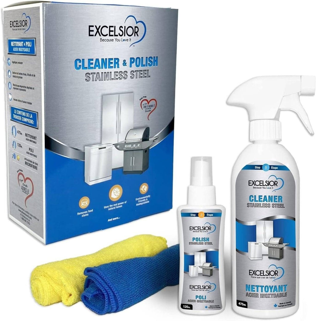 Cleaner & Polish Kit for Stainless Steel - EXCELSIOR HE - New - BonPrix Électroménagers