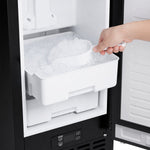 Cristallo 15 Inch Freestanding/Undercounter Ice maker, 66.1 lbs Chewable nugget, 8 kg / 17.6 lbs of ice storage, Black - BonPrix Électroménagers