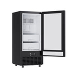 Cristallo 15 Inch Freestanding/Undercounter Ice maker, 66.1 lbs Chewable nugget, 8 kg / 17.6 lbs of ice storage, Black - BonPrix Électroménagers