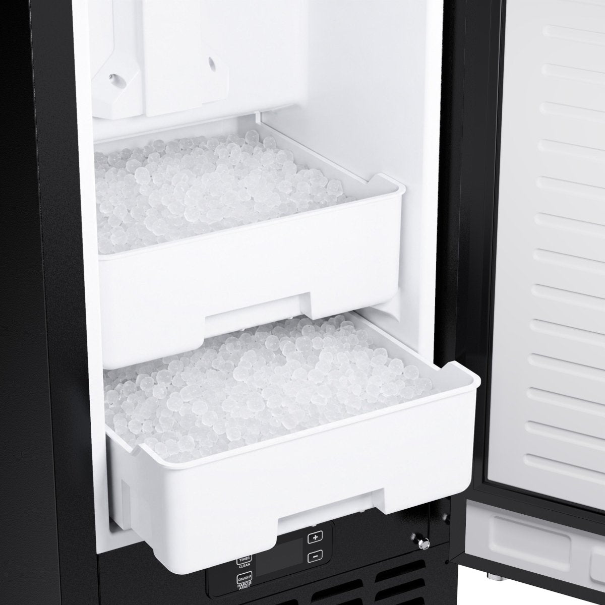 Cristallo 15 Inch Freestanding/Undercounter Ice maker, 66.1 lbs Chewable nugget, 8 kg / 17.6 lbs of ice storage, Black - BonPrix Électroménagers