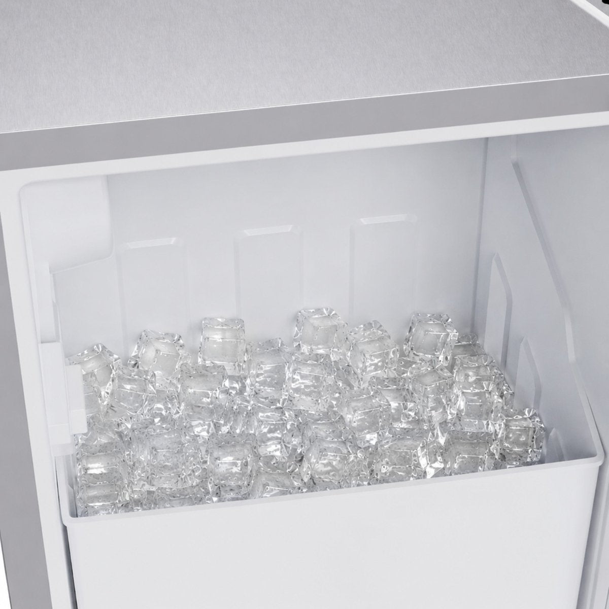 Cristallo 15 Inch Freestanding/Undercounter Ice maker, 79.4 lbs Cubed Ice daily, 12 kg / 26.5 lbs ice bin, Stainless steel - BonPrix Électroménagers