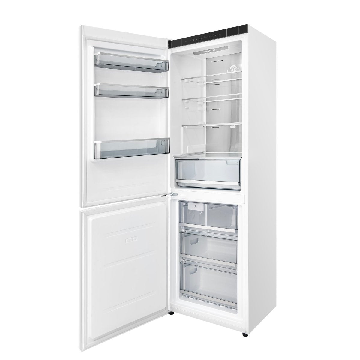 Custodia 24" Bottom Freezer, 10.3 cf., Left Swing, Ice Maker, Total No frost, White, Antique Brass handles - BonPrix Électroménagers