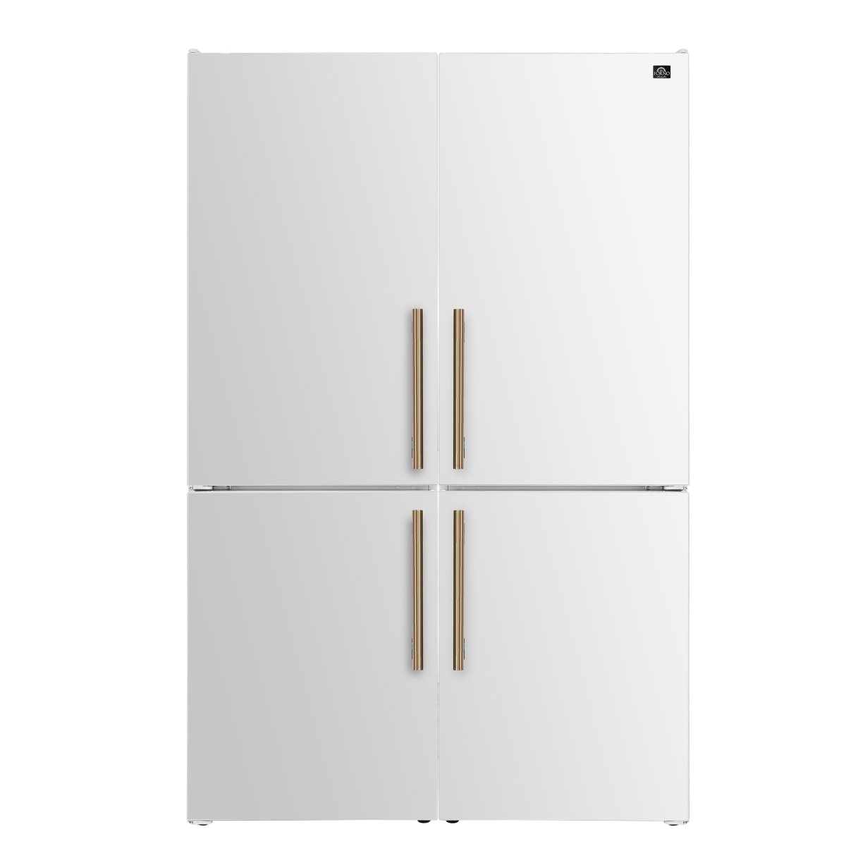 Custodia 48" Bottom Freezer combo, 20.6 cf., Ice Maker, Total No frost, White, Antique Brass handles - BonPrix Électroménagers