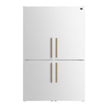 Custodia 48" Bottom Freezer combo, 20.6 cf., Ice Maker, Total No frost, White, Antique Brass handles - BonPrix Électroménagers