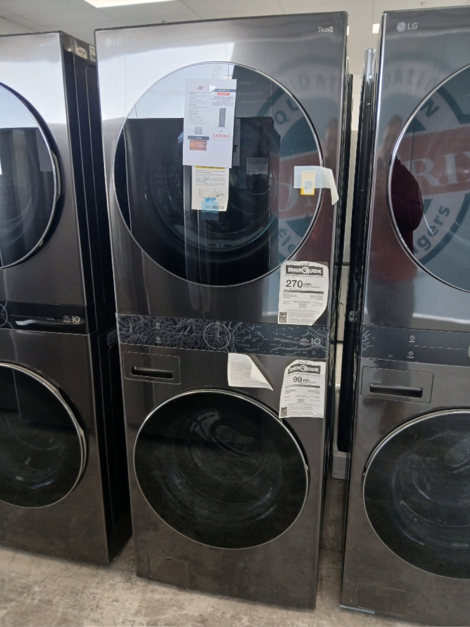 WKHC252HBA - LAUNDRY CENTERS - LG - Stacked Washer/Dryer - Electric - Black Stainless Steel - Open Box - BonPrix Électroménagers