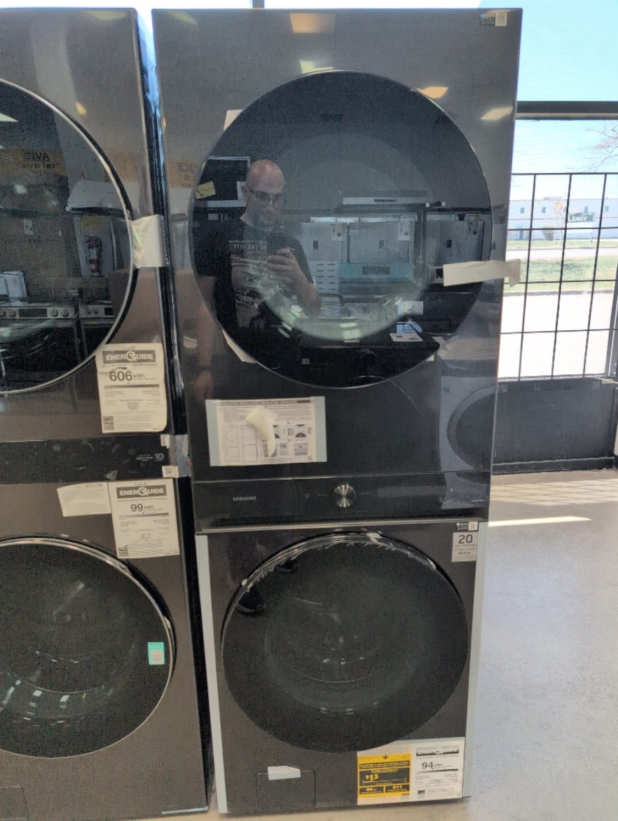 WH46DBH100EV - LAUNDRY CENTERS - Samsung - Stacked Washer/Dryer - Electric - Black Stainless Steel - Open Box - BonPrix Électroménagers