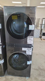 WKEX300HBA - LAUNDRY CENTERS - LG - Stacked Washer/Dryer - Electric - Black Stainless Steel - Open Box