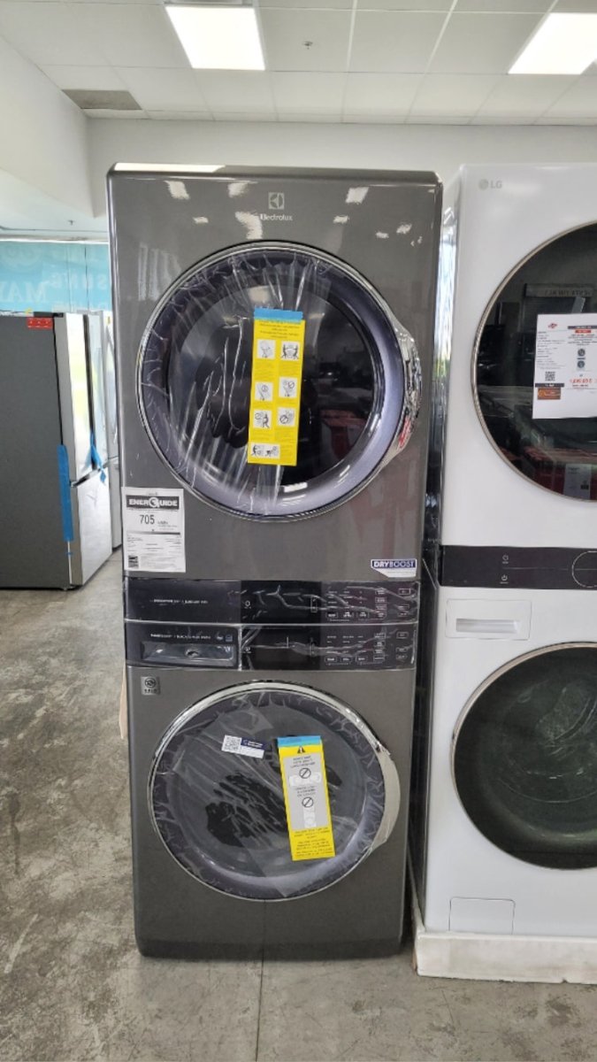 ELTE760CAT - LAUNDRY CENTERS - Electrolux - Stacked Washer/Dryer - Electric - Titanium - Open Box - BonPrix Électroménagers