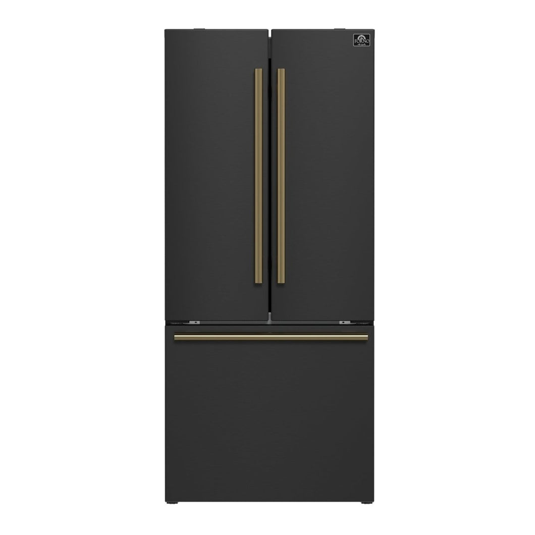 FFFFD1974 - 31BLK - REFRIGERATORS - Forno - French 3 - Door - Black - Open Box - BonPrix Électroménagers