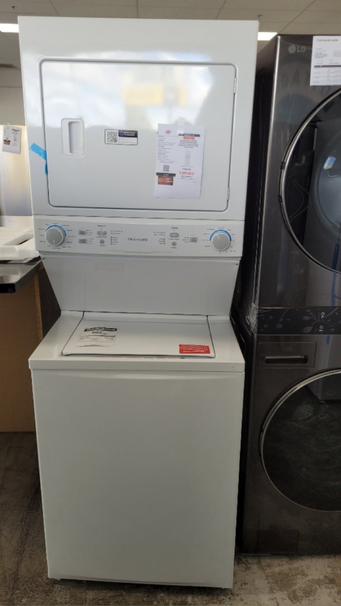 FLCE752CAW - LAUNDRY CENTERS - Frigidaire - Stacked Washer/Dryer - Electric - White - Open Box - BonPrix Électroménagers