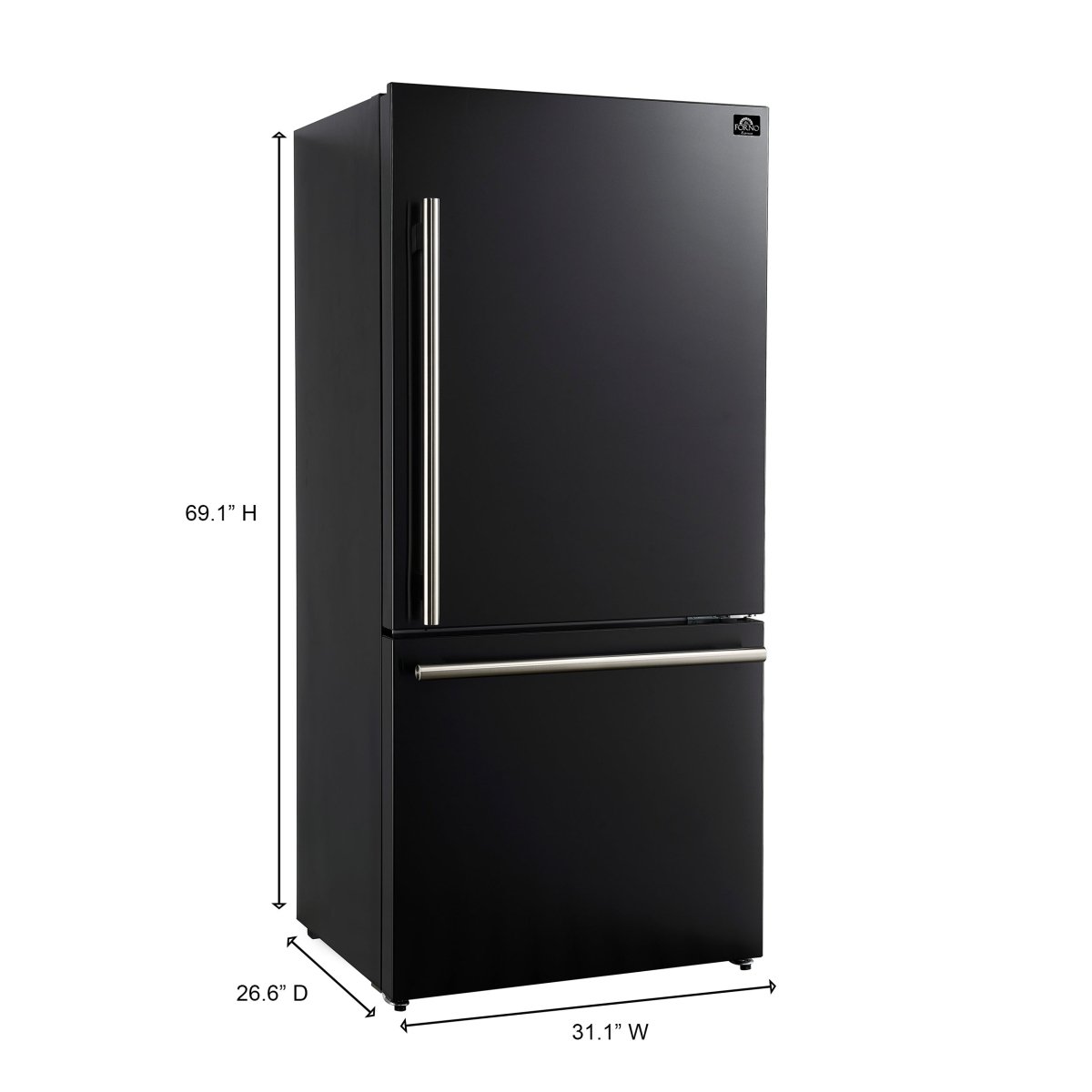 FORNO 2-Piece Black Kitchen Bundle - 30" Induction Range and 31" Bottom Freezer Refrigerator - BonPrix Électroménagers