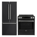 FORNO 2-Piece Black Kitchen Bundle - 30" Induction Range and 31" Bottom Freezer Refrigerator - BonPrix Électroménagers
